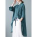 Italian Green Asymmetrical tie waist Linen Shirts Half Sleeve