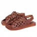 2021 Chocolate Lace Up Flat Sandals Cowhide Leather